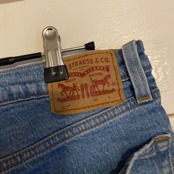 501 Levi pants, blue light wash. High wasted, buttons all the way up. - Picture 3 of 5